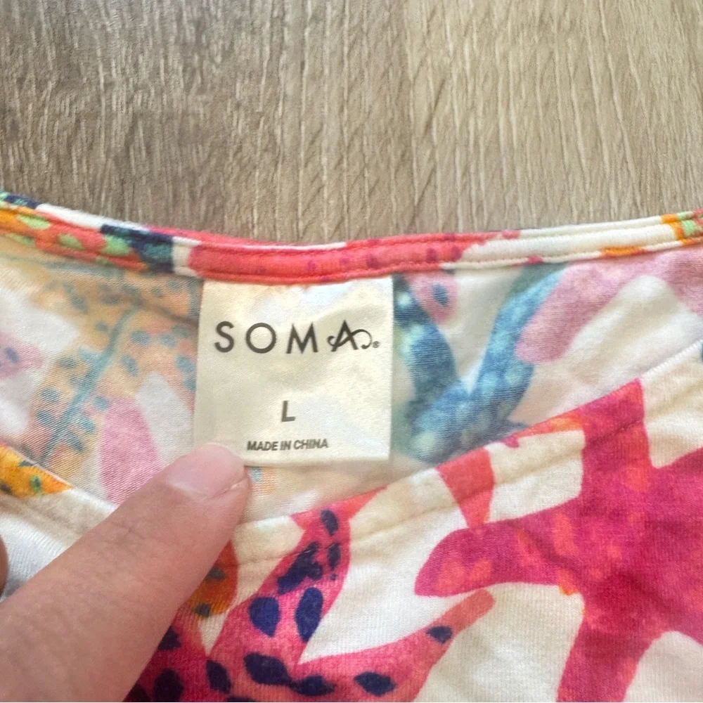 Soma Cool Nights Modern Nightshirt Womens Large Colorful Starfish Loungewear - Picture 5 of 9